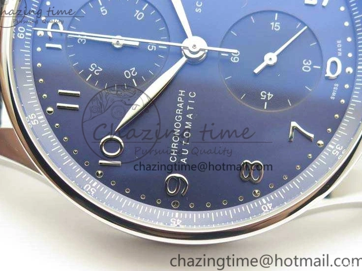 MIROTIME 0421 MoistureWicking Portuguese IW371491 ZF 1:1 Best Edition SS Blue Dial On Leather Strap A79350 (Slim Movement) V 7221